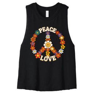 Peace Signs Coloured For 60s 70s Outfits Women's Racerback Cropped Tank