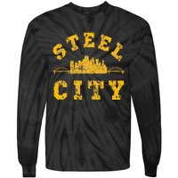 Pittsburgh Steel City Skyline Bridges 412 Home Tie-Dye Long Sleeve Shirt