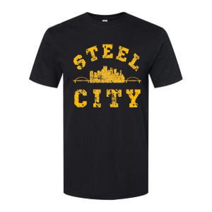 Pittsburgh Steel City Skyline Bridges 412 Home Softstyle CVC T-Shirt