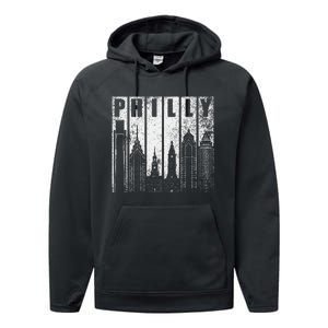 Philadelphia Skyline City Distressed Performance Fleece Hoodie