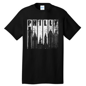 Philadelphia Skyline City Distressed Tall T-Shirt