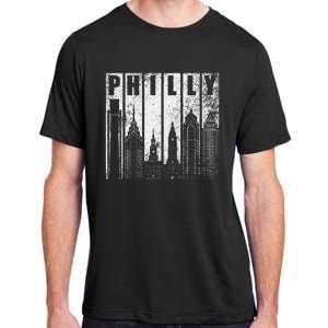 Philadelphia Skyline City Distressed Adult ChromaSoft Performance T-Shirt