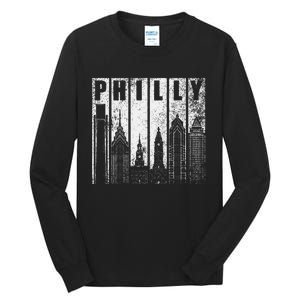 Philadelphia Skyline City Distressed Tall Long Sleeve T-Shirt