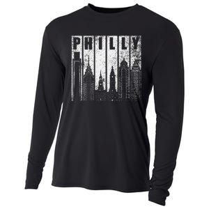 Philadelphia Skyline City Distressed Cooling Performance Long Sleeve Crew