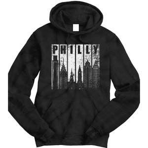 Philadelphia Skyline City Distressed Tie Dye Hoodie