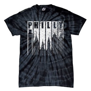 Philadelphia Skyline City Distressed Tie-Dye T-Shirt