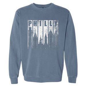 Philadelphia Skyline City Distressed Garment-Dyed Sweatshirt