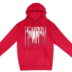 Philadelphia Skyline City Distressed Premium Pullover Hoodie