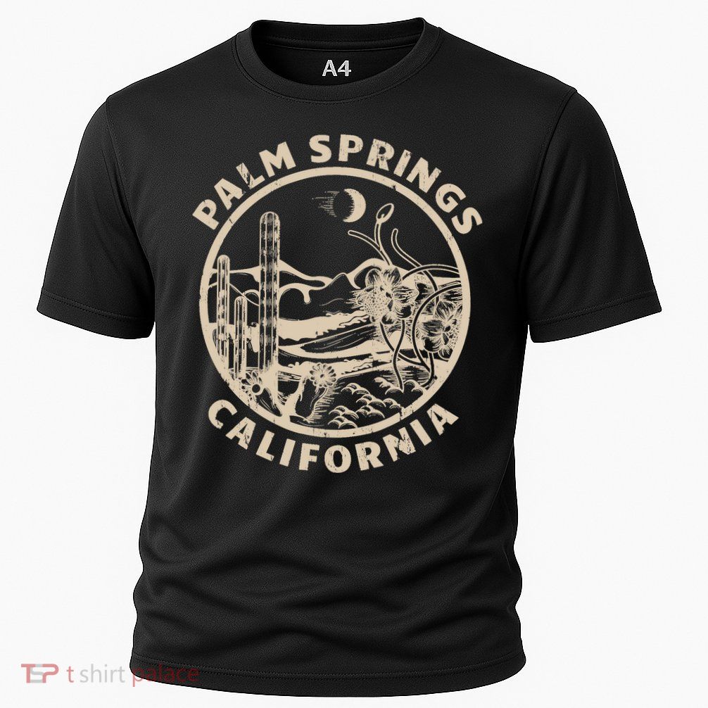 Palm Springs California Linocut Desert Illustration Performance Shirt
