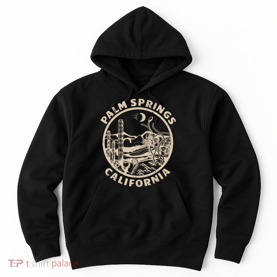 Palm Springs California Linocut Desert Illustration Hoodie