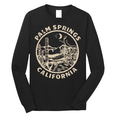 Palm Springs California Linocut Desert Illustration Long Sleeve Shirt