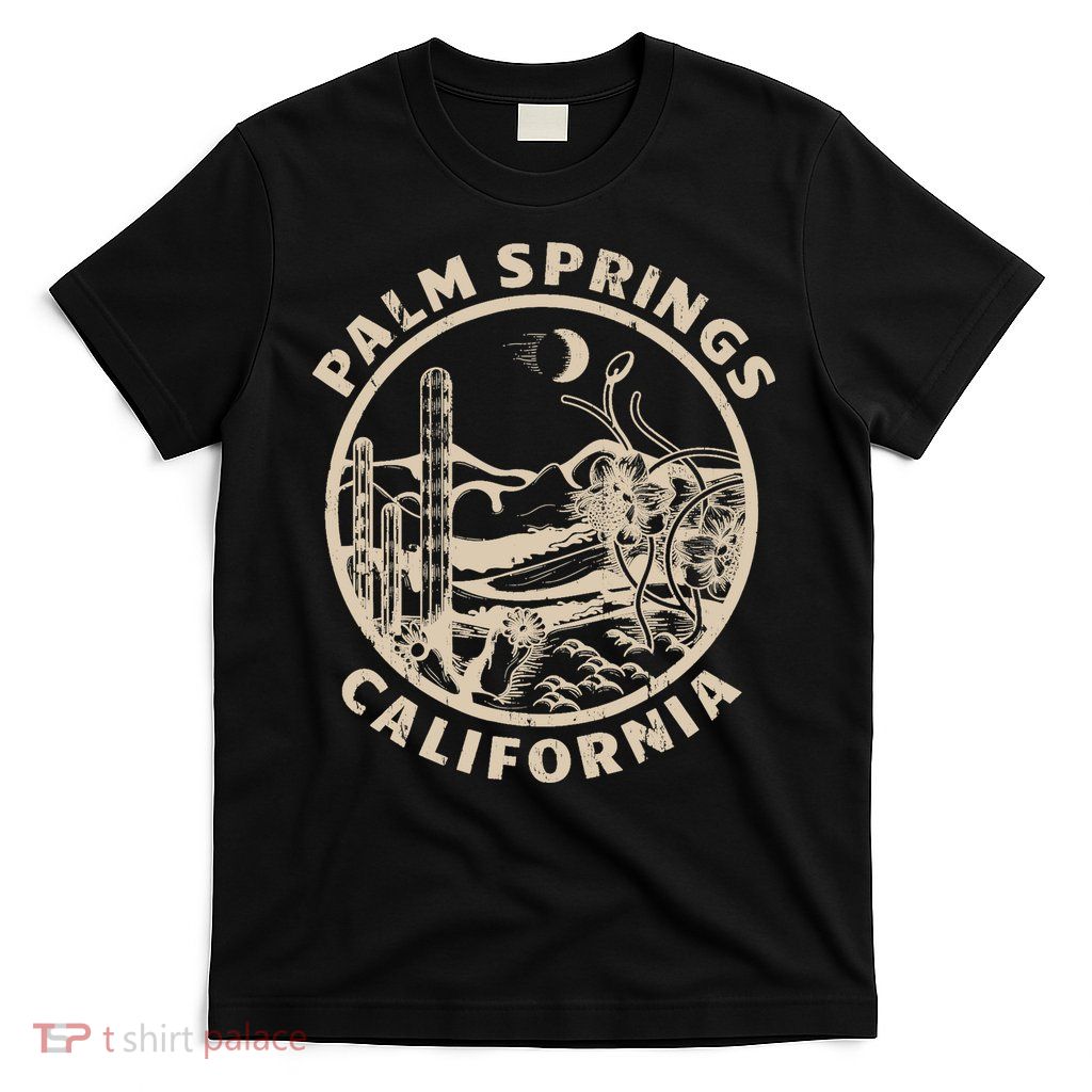 Palm Springs California Linocut Desert Illustration T-Shirt
