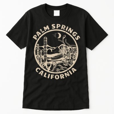 Palm Springs California Linocut Desert Illustration Tall T-Shirt