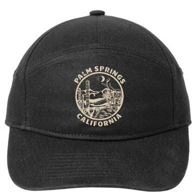 Palm Springs California Linocut Desert Illustration 7-Panel Snapback Hat