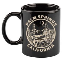 Palm Springs California Linocut Desert Illustration 11oz C Handle Ceramic Mug