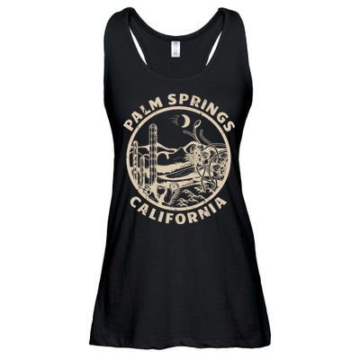 Palm Springs California Linocut Desert Illustration Ladies Essential Flowy Tank