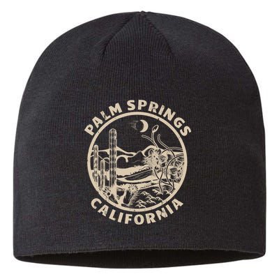 Palm Springs California Linocut Desert Illustration Sustainable Beanie