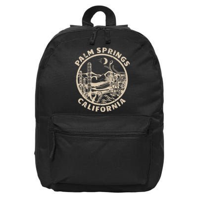 Palm Springs California Linocut Desert Illustration 16 in Basic Backpack
