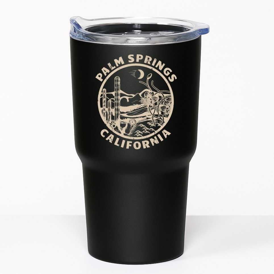 Palm Springs California Linocut Desert Illustration Tumbler
