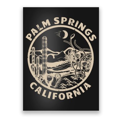 Palm Springs California Linocut Desert Illustration Poster