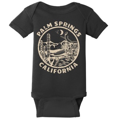 Palm Springs California Linocut Desert Illustration Baby Bodysuit