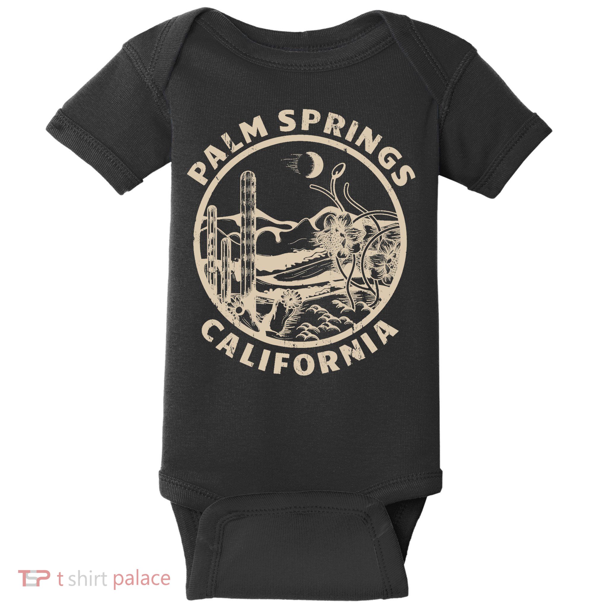 Palm Springs California Linocut Desert Illustration Baby Bodysuit