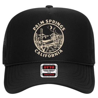 Palm Springs California Linocut Desert Illustration Trucker Hat