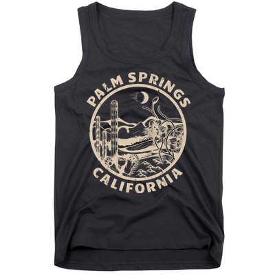 Palm Springs California Linocut Desert Illustration Tank Top