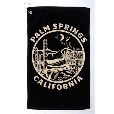 Palm Springs California Linocut Desert Illustration Golf Towel