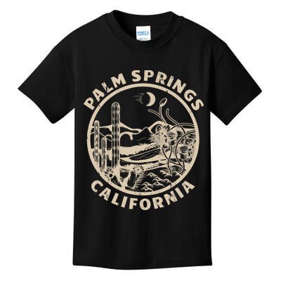 Palm Springs California Linocut Desert Illustration Kids T-Shirt
