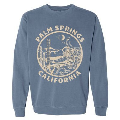 Palm Springs California Linocut Desert Illustration Garment-Dyed Sweatshirt