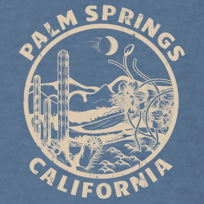 Palm Springs California Linocut Desert Illustration Garment-Dyed Sweatshirt