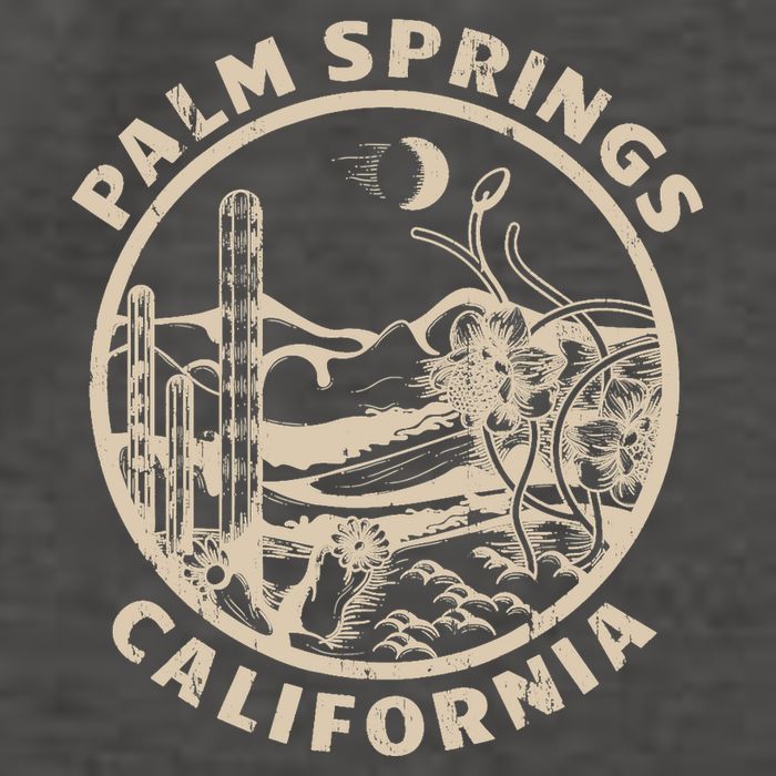Palm Springs California Linocut Desert Illustration Vector Backpack