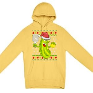 Pickleball Santa Claus Ugly Christmas Pattern Gift Premium Pullover Hoodie