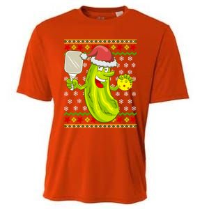 Pickleball Santa Claus Ugly Christmas Pattern Gift Cooling Performance Crew T-Shirt