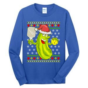 Pickleball Santa Claus Ugly Christmas Pattern Gift Tall Long Sleeve T-Shirt