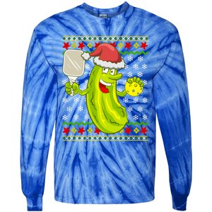 Pickleball Santa Claus Ugly Christmas Pattern Gift Tie-Dye Long Sleeve Shirt