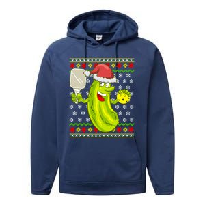 Pickleball Santa Claus Ugly Christmas Pattern Gift Performance Fleece Hoodie