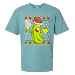 Pickleball Santa Claus Ugly Christmas Pattern Gift Sueded Cloud Jersey T-Shirt