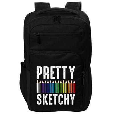 Pretty Sketchy Color Pencils Cool Painter Artist Art Teacher Cool Gift Impact Tech Backpack