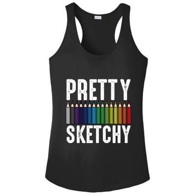Pretty Sketchy Color Pencils Cool Painter Artist Art Teacher Cool Gift Ladies PosiCharge Competitor Racerback Tank