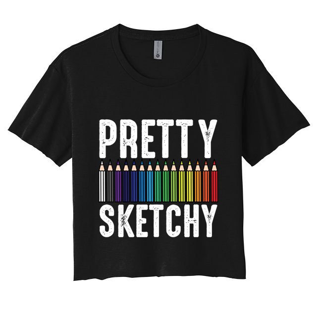 Pretty Sketchy Color Pencils Cool Painter Artist Art Teacher Cool Gift Crop Top