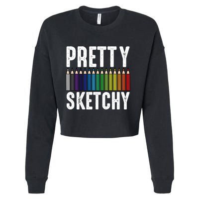 Pretty Sketchy Color Pencils Cool Painter Artist Art Teacher Cool Gift Cropped Pullover Crew