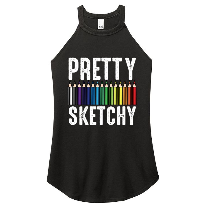 Pretty Sketchy Color Pencils Cool Painter Artist Art Teacher Cool Gift Women's Perfect Tri Rocker Tank