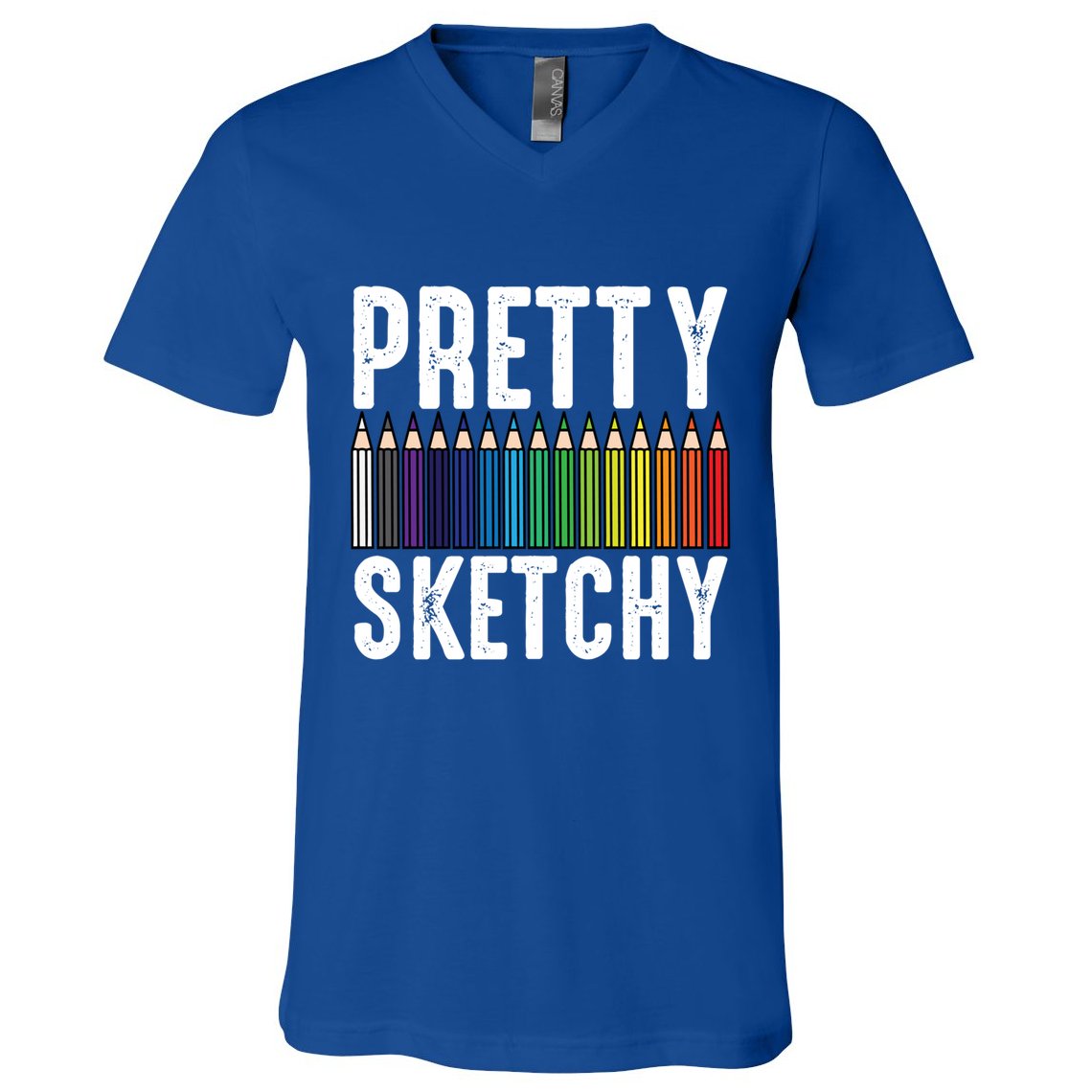 Pretty Sketchy Color Pencils Cool Painter Artist Art Teacher Cool Gift V-Neck T-Shirt