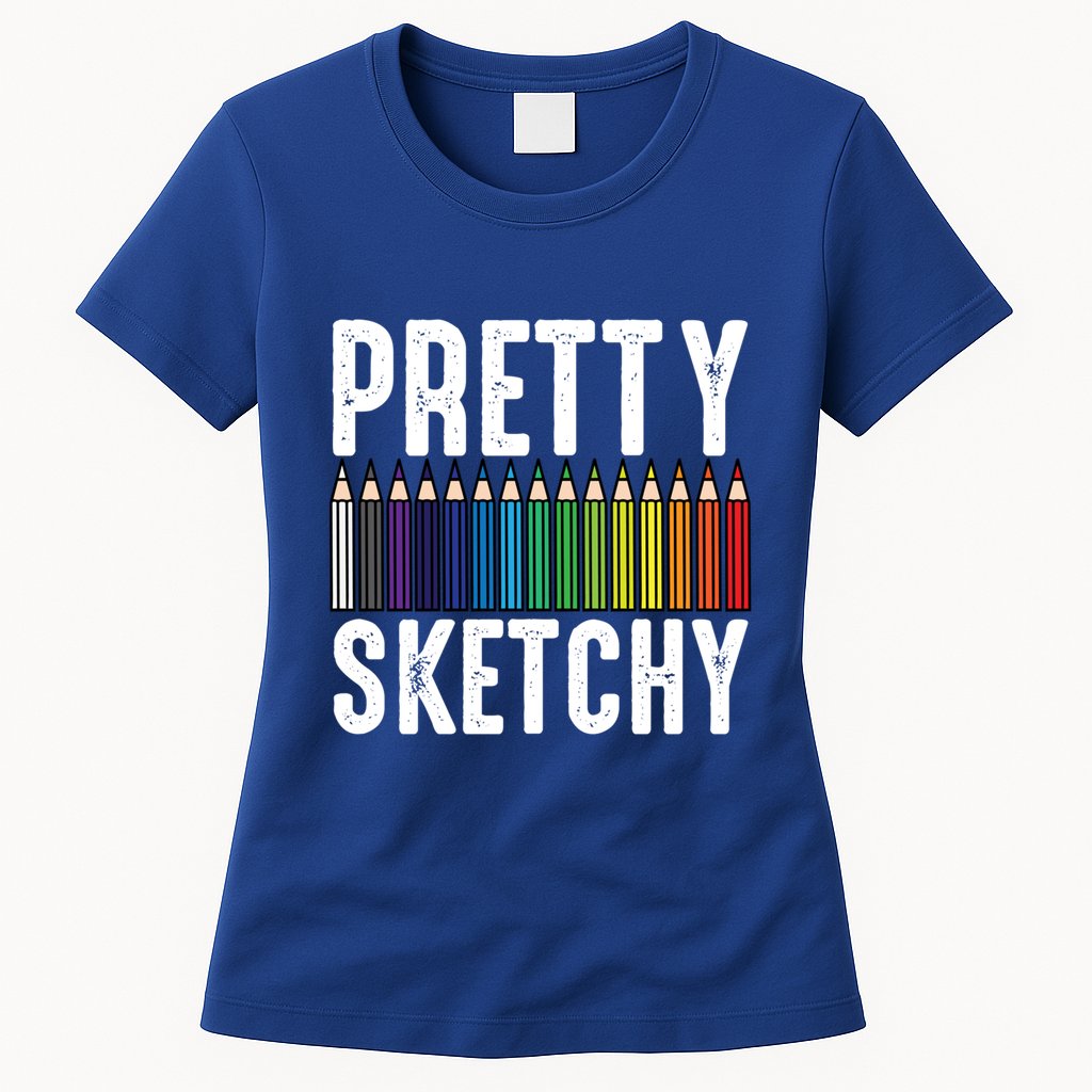 Pretty Sketchy Color Pencils Cool Painter Artist Art Teacher Cool Gift Womens T-Shirt