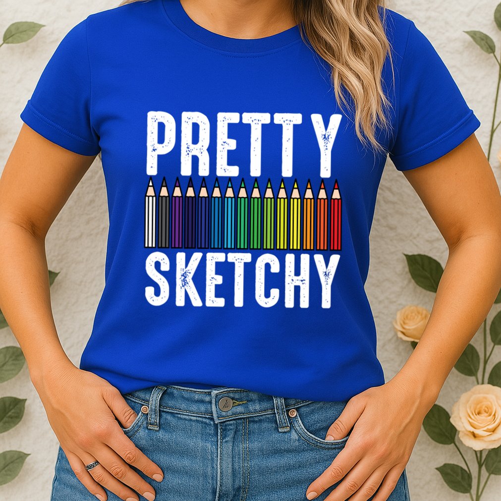 Pretty Sketchy Color Pencils Cool Painter Artist Art Teacher Cool Gift Womens T-Shirt