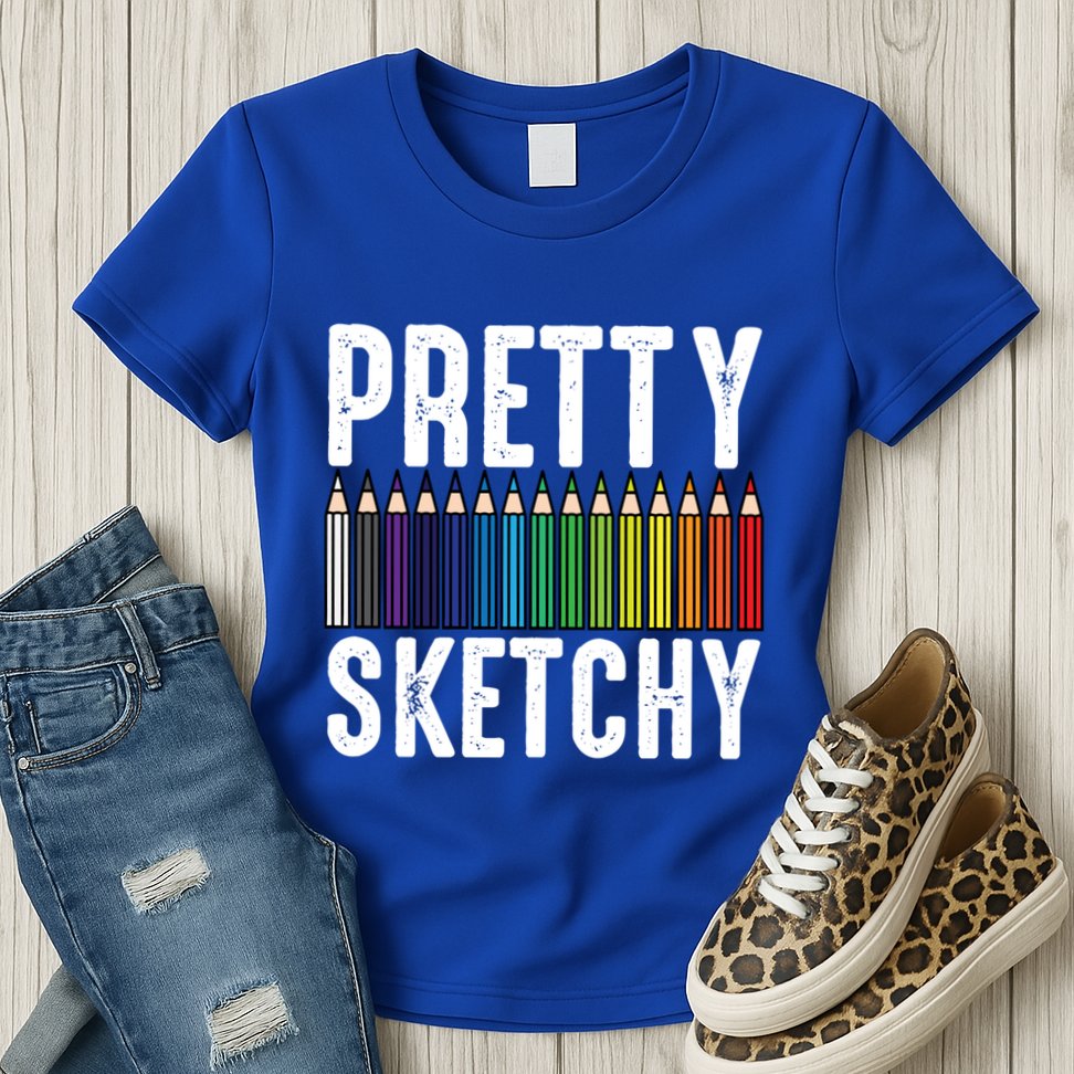 Pretty Sketchy Color Pencils Cool Painter Artist Art Teacher Cool Gift Womens T-Shirt