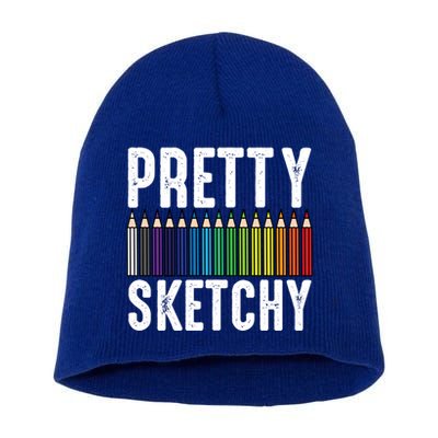 Pretty Sketchy Color Pencils Cool Painter Artist Art Teacher Cool Gift Short Acrylic Beanie