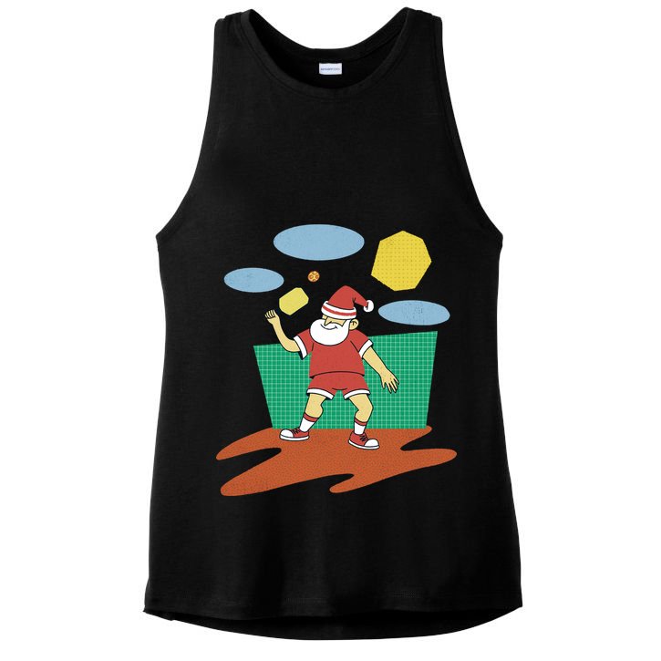 Pickleball Santa Claus Ladies PosiCharge Tri-Blend Wicking Tank